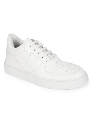 White PU Perforated Lace Up Sneakers (TC-ST-1022-WHTPU)