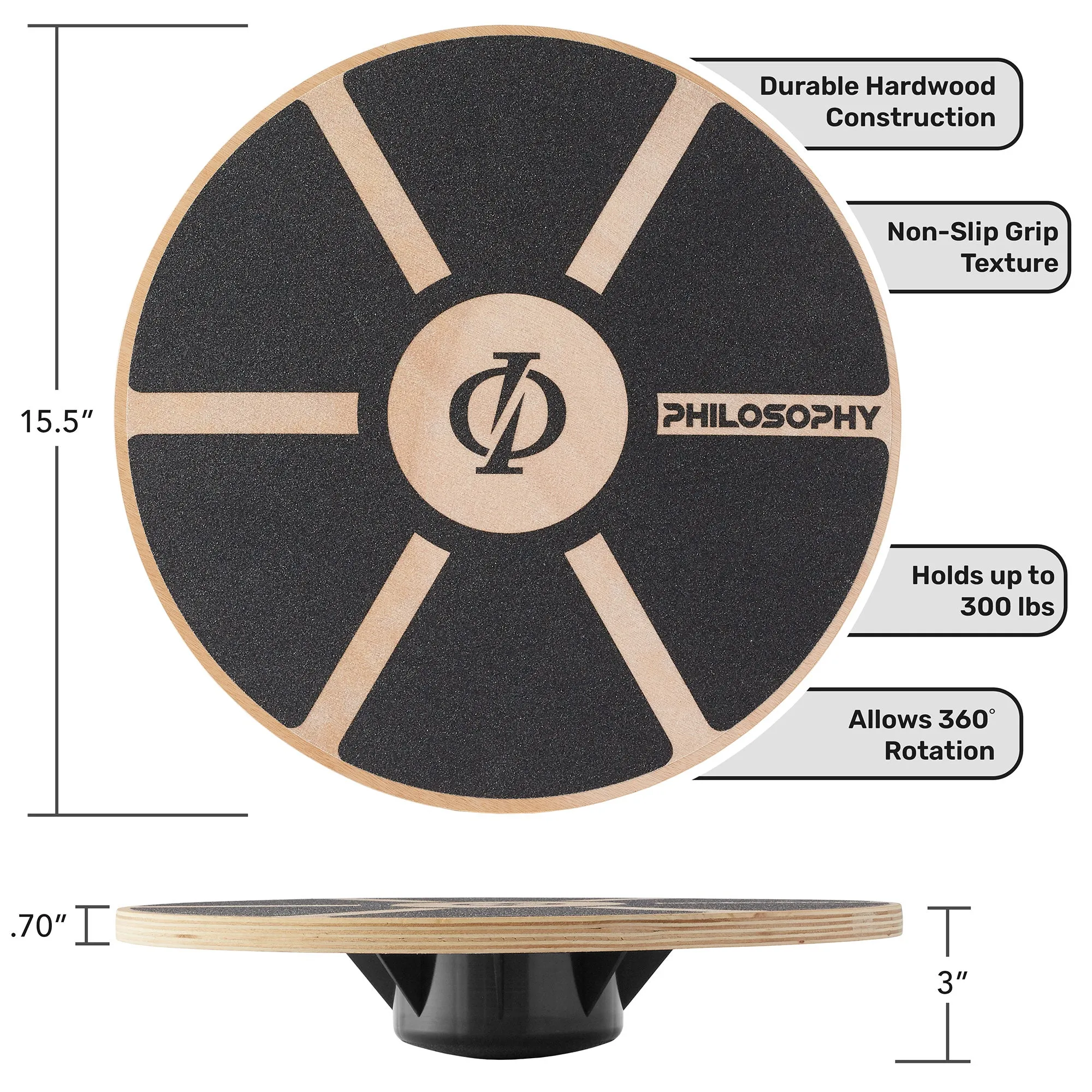 Wobble Board - Round Wooden Balance Board - Exercise Balance Trainer