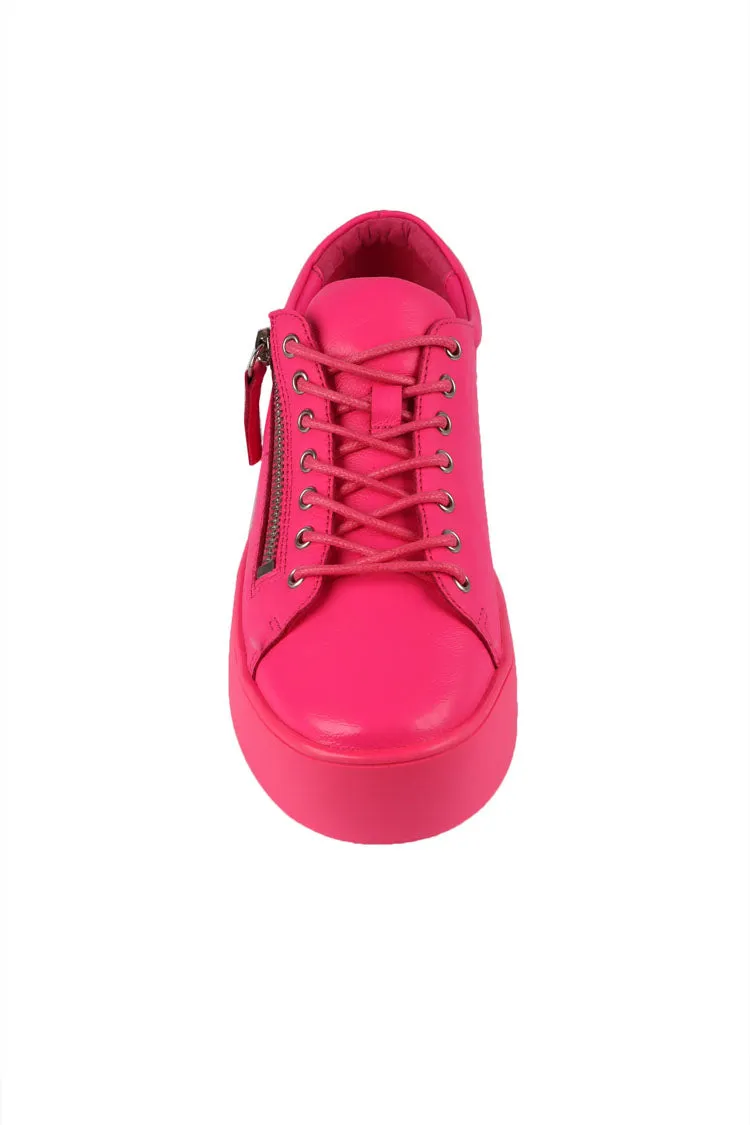 Wolfie Leather Sneaker in Hot Pink | FINAL SALE