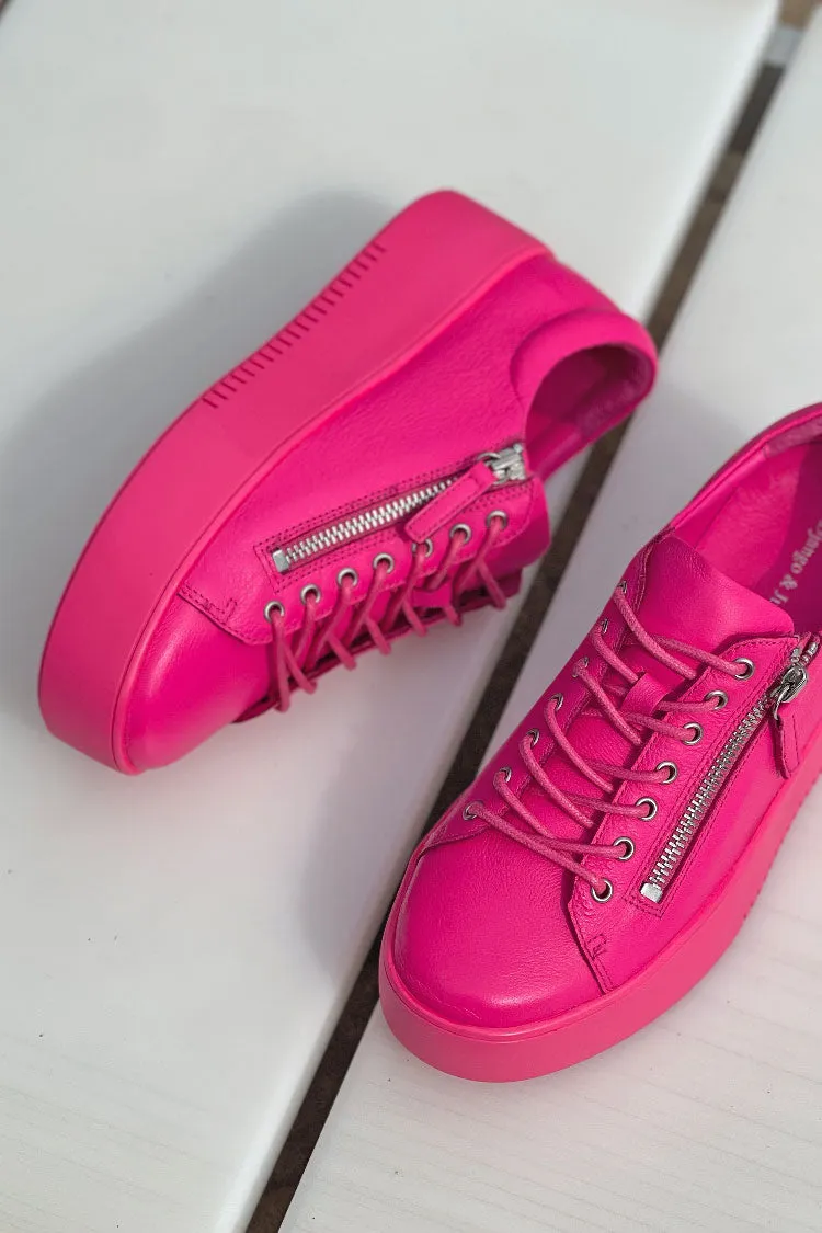 Wolfie Leather Sneaker in Hot Pink | FINAL SALE