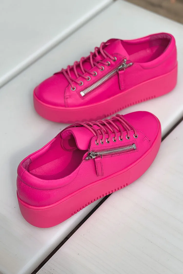 Wolfie Leather Sneaker in Hot Pink | FINAL SALE