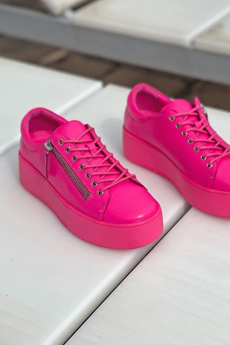 Wolfie Leather Sneaker in Hot Pink | FINAL SALE