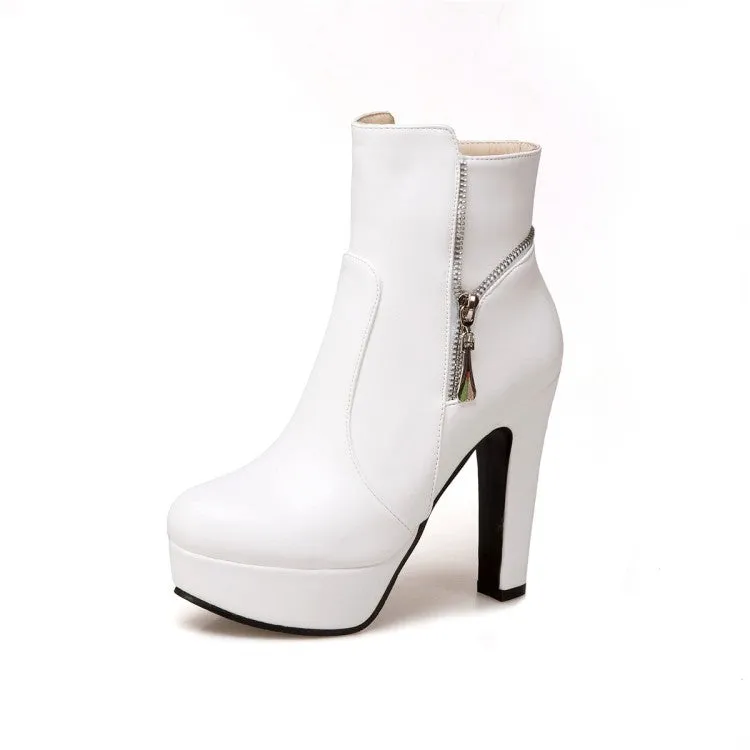 Women's Chunky High Heel Short Boots