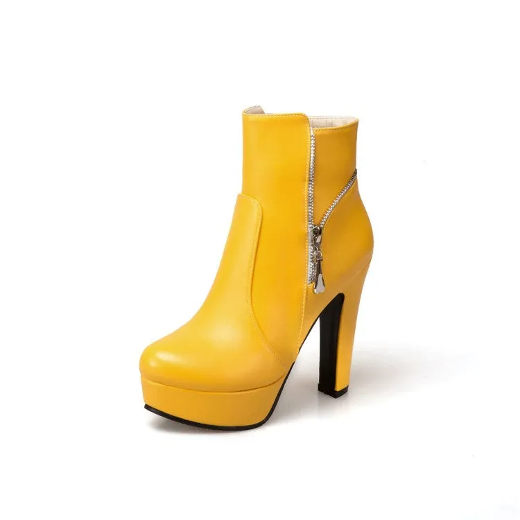 Women's Chunky High Heel Short Boots