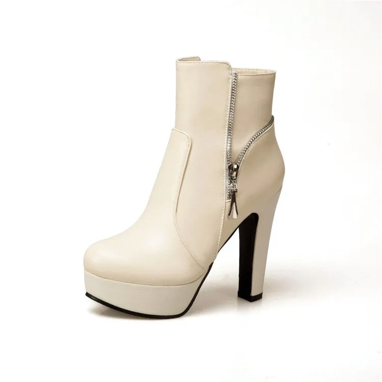 Women's Chunky High Heel Short Boots