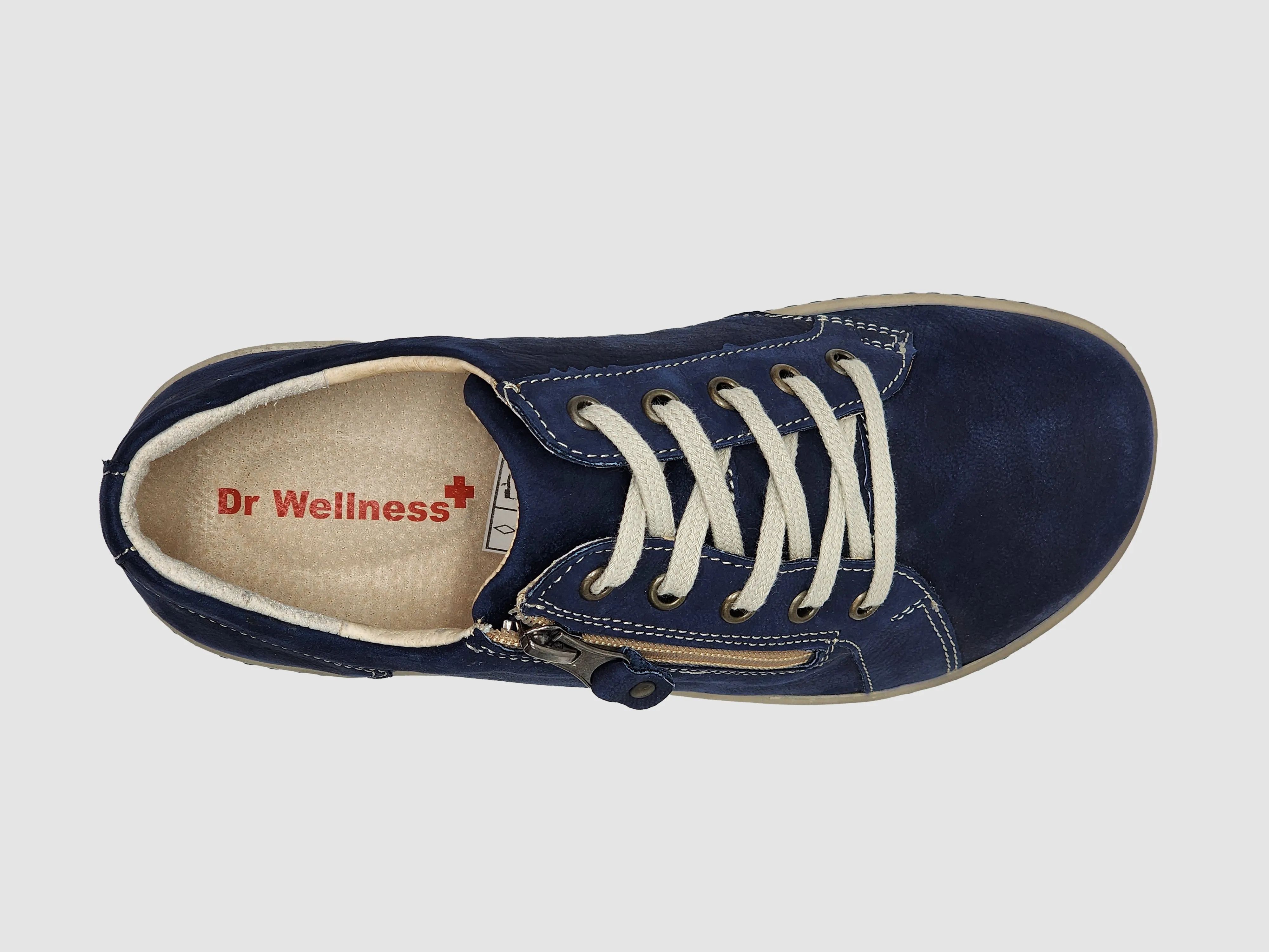 Women's Dr Wellness Zip-Up Leather Shoes - Navy