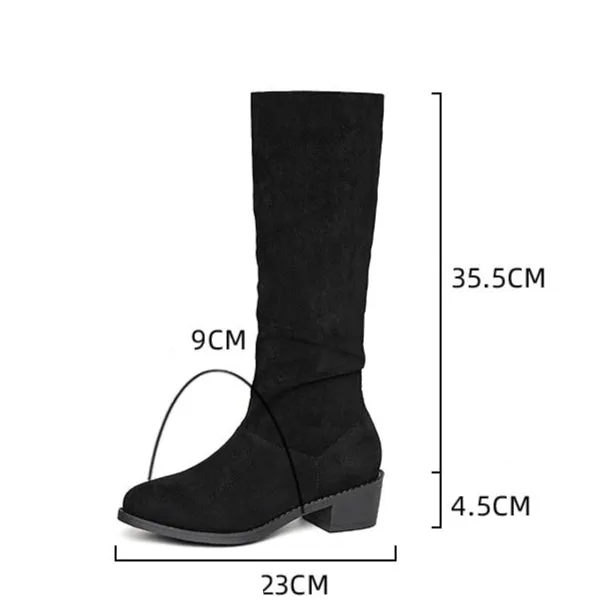 Women's faux suede slouch boots under the knee