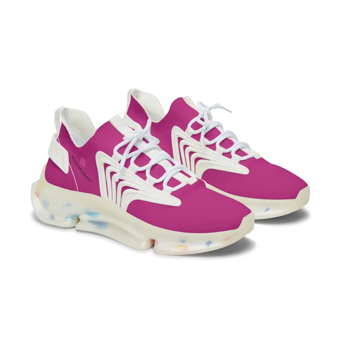 Women's Hot Pink Mesh Sneakers, Solid Pink Color Mesh Sneakers For Women (US Size: 5.5-12)