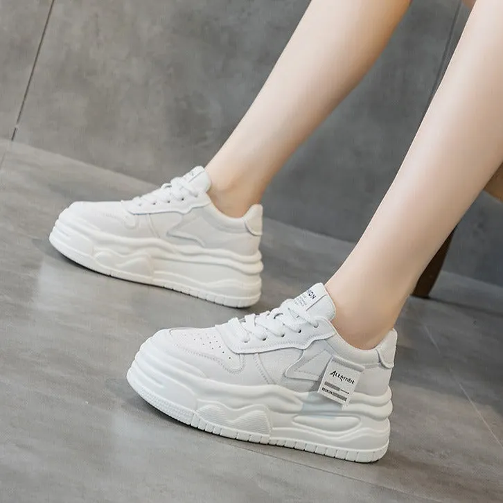 Women's Platform Casual Leather Board Shoes Sneakers