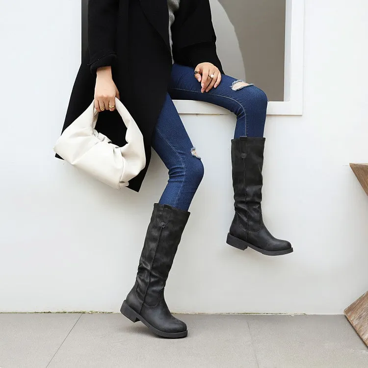 Womens' Round Toe Low Heels Knee High Boots