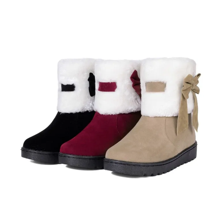 Women's Winter Fur Bow Short Snow Boots