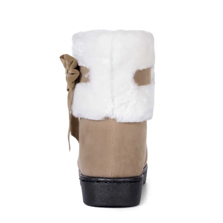 Women's Winter Fur Bow Short Snow Boots