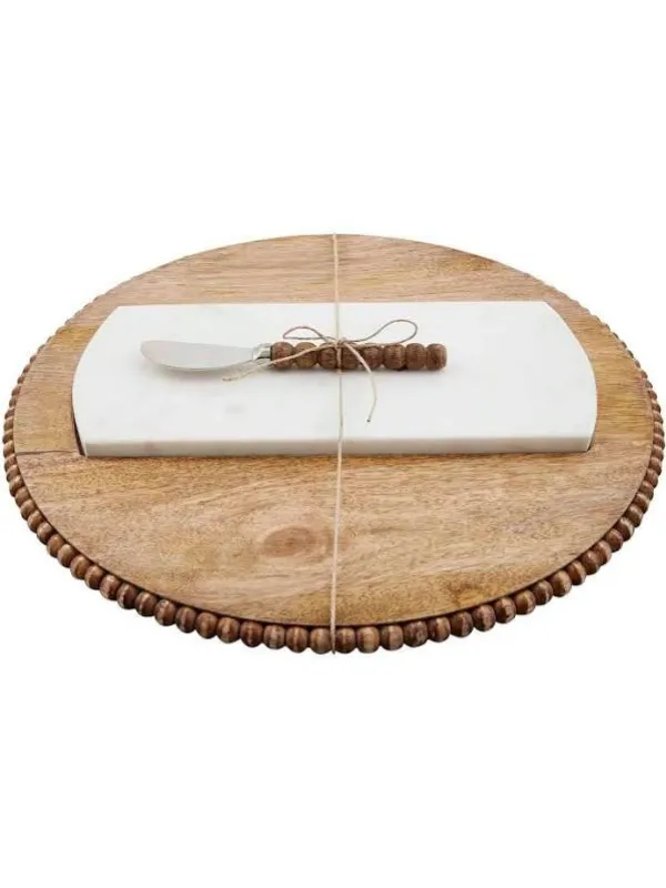 Wood Bead and Marble Serving Board