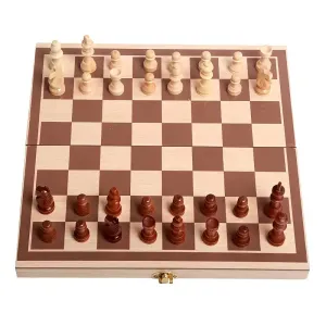 Wood Chess set with inlaid board 10"sq