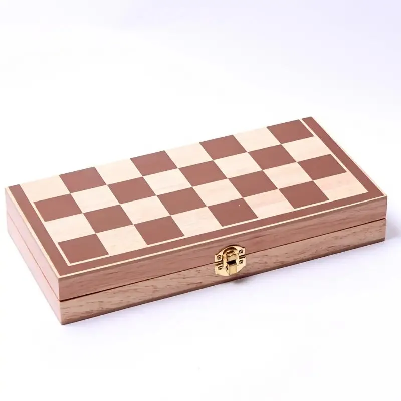 Wood Chess set with inlaid board 10"sq