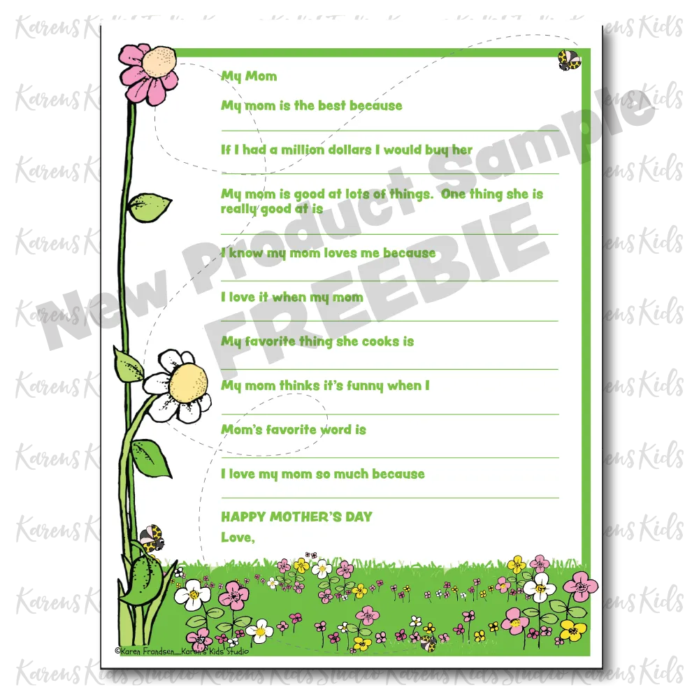 Worksheet Activity FREEBIE MOTHER'S DAY (Karen's Kids Printables)